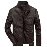 Men Autumn Winter Leather Jacket Coat Men's Retro Stand Collar Motorcycle Warm Fleece PU Leather Jacket for Men Clothes MY497