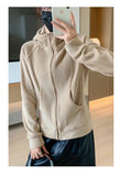 Women's Fleece Zip-Up Hoodie Jacket Warm Winter Coat Classic Solid Color Casual Outerwear with Pocket Fashion Streetwear Clothes