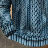 Men’s Rhombus Texture Half-Zip Sweatshirt – Fall Winter Pullover