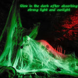 Halloween Glow in Dark Fake Cobwebs, Spider-Stretchy Spooky Web Decor
