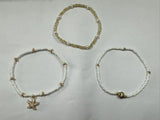 Bohemian Style Starfish Shell Millet Bead Ankle Chain Three-Layer Set