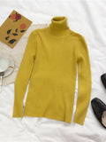 Women's High-Neck Knitted Turtleneck Slim-Fit Long-Sleeve Anti-pilling Casual Elegant Plain Sweater