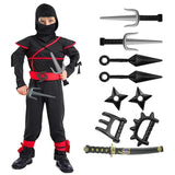 Kids Ninja Samurai Costume Set with Toy Sword Halloween Cosplay Outfit