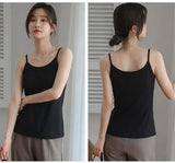 Cotton Feel Solid Sling Camisole Women's Crop Top Sleeveless