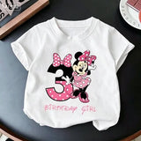 Minnie Mouse Girl Number T-Shirt Pink Birthday Party Clothes