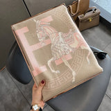 Luxury Winter Faux Cashmere Scarf Women fashionable Little horse thickened warm Shawl