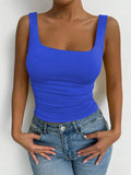 Women's Casual Square Neck Sleeveless Cami Crop Top Solid