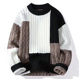 Men’s Patchwork Sweater – Loose Knit Pullover for Spring & Winter