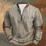 Men’s Patchwork Sweatshirt – Stand Collar Long Sleeve Casual Top