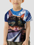 Cat Print Cartoon Casual Children's Clothing for Girls' Summer