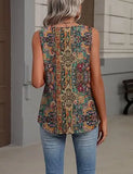 Fashionable Floral Print V-Neck Tank Top Women's Summer Shirt