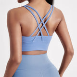 Women's Fitness Sport bra top cross back With chest pad