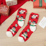 Christmas coral fleece warm and thick winter socks snowman floor socks