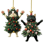 Cute Cat Xmas Tree Ornaments Hanging Decor for Car & Backpack Gifts