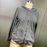 Autumn And Winter Women's Fashion Solid Colour Sweatshirt Loose Softy Hooded Plush Zip Up Jacket