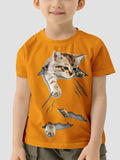 Cat Print Cartoon Casual Children's Clothing for Girls' Summer