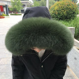 100% Natural Real Fox Fur Collar Fashion Scarves For Ladies Coat Jacket Winter Fur Scarf Black White Shawl