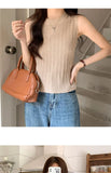 AOSSVIAO 2026 Korea Knitted Vests Women Top O-neck Solid Tank Blusas