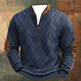 Men’s Patchwork Sweatshirt – Stand Collar Long Sleeve Casual Top