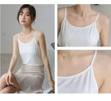 Cotton Feel Solid Sling Camisole Women's Crop Top Sleeveless