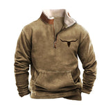 Men’s Graphic Patchwork Hoodie – Vintage Zipper Stand Collar Top
