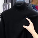 Men's High-Neck Knitted Turtleneck Slim-Fit Long-Sleeve Anti-pilling Casual Elegant Plain Sweater