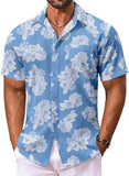Vintage Mens Casual Hawaiian Floral Shirts, Short Sleeve