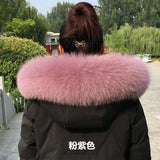 100% Natural Real Fox Fur Collar Fashion Scarves For Ladies Coat Jacket Winter Fur Scarf Black White Shawl