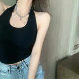 Women's Padded Halter Tube Top Open Back Slim Corset Vest