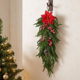 Christmas Greenery Garland with Lily & Red Berries for Mantel Decor