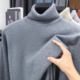 Men's High-Neck Knitted Turtleneck Slim-Fit Long-Sleeve Anti-pilling Casual Elegant Plain Sweater