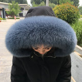 100% Natural Real Fox Fur Collar Fashion Scarves For Ladies Coat Jacket Winter Fur Scarf Black White Shawl