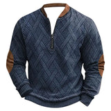 Men’s Patchwork Sweatshirt – Stand Collar Long Sleeve Casual Top