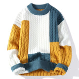 Men’s Patchwork Sweater – Loose Knit Pullover for Spring & Winter