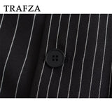 TRAFZA 2024 Spring Summer Office Lady Blazers Fashion Chic Casual Solid Single Breasted Elegant Oversized Shrug Women Blazers