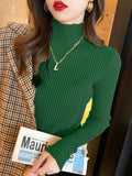 Knitted Tops Women Turtleneck Sweater Long Sleeve Casual Slim Pullover