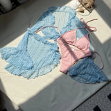 Sexy Lace Mesh Four-Piece Customizable Bikini Swimsuit Set