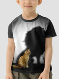Cat Print Cartoon Casual Children's Clothing for Girls' Summer