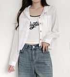 Women's Korean Stripe V-Neck Sun Protection Shirt Top