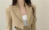 2 Piece Dress Set Women Casual Y2k Crop Tops Elegant Jacket Coats + Mini Skirts Korean Fashion Suits 2024 Spring Blazers Dress