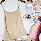 Cotton Feel Solid Sling Camisole Women's Crop Top Sleeveless