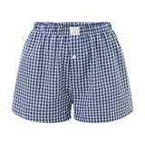 Women’s Y2K Retro Cleanfit Plaid Print Elastic Loungewear Loose Shorts