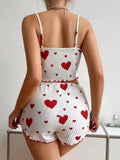Women's Love Print Pajama Set Soft Tank Top Shorts S-XL