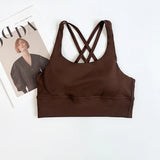 Women's Solid Color Racerback Yoga Sports Bra for Fitness