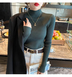 Knitted Tops Women Turtleneck Sweater Long Sleeve Casual Slim Pullover