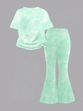 Kids' Girls' Stitch Cartoon Print 2-Pc. Outfit: Floral T-Shirt