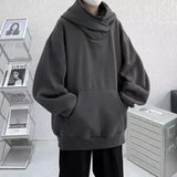 Winter Solid Color Ninja Turtleneck Hoodies For Women Y2K Vintage Fleece Sweatshirts Hip Hop Japanese Streetwear Oversized Hoodie