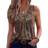 Fashionable Floral Print V-Neck Tank Top Women's Summer Shirt