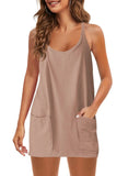 Summer Sleeveless Vest Dress Pocket Sports Short Skirt