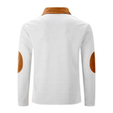 Men’s Color Block Zipper Polo Shirt – Casual Long Sleeve Top